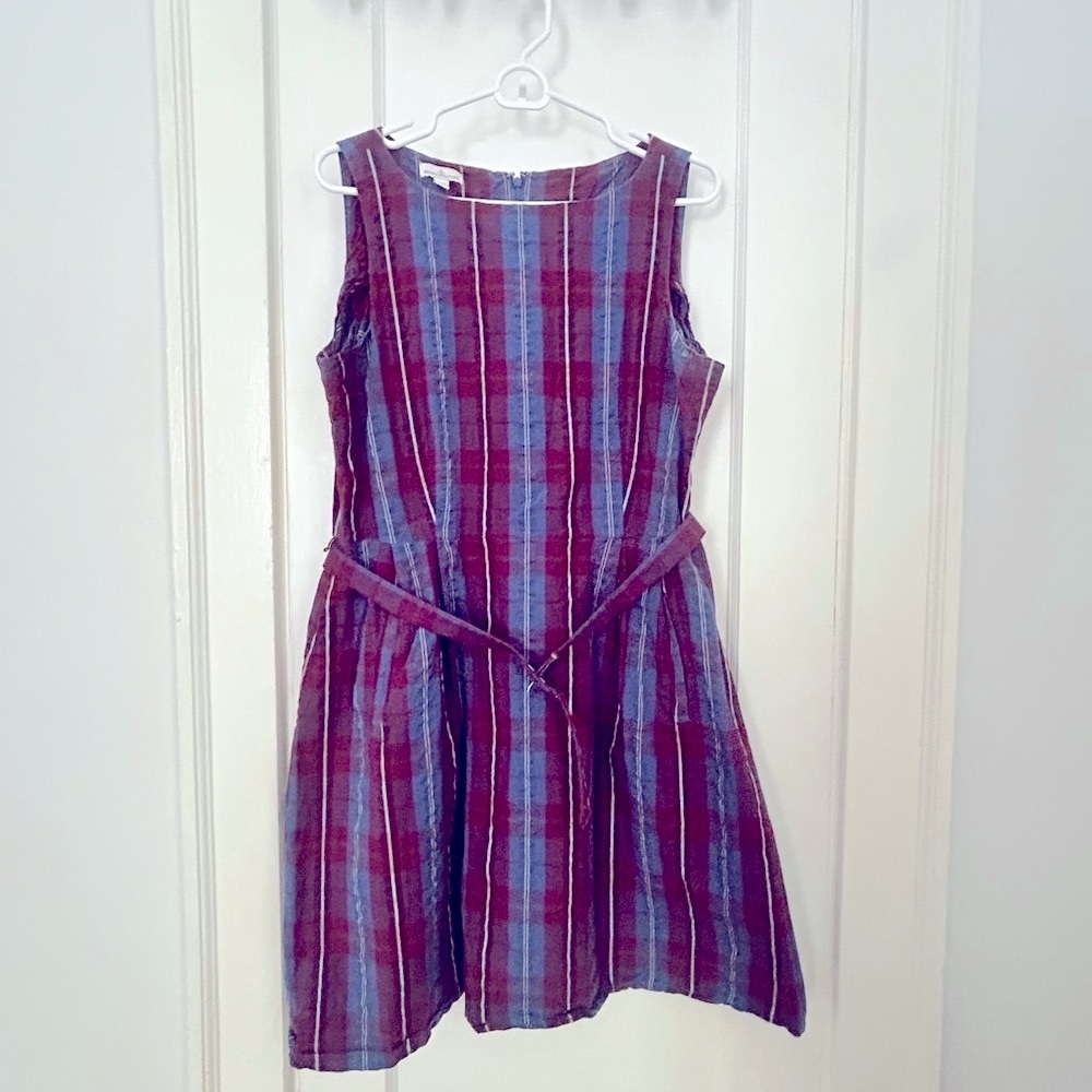 L.L. Bean Signature Madras Dress Petite 14